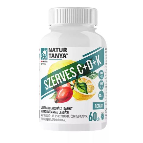 Natur Tanya® Szerves C+D+K 60db tabletta 1000mg C, 2000IU D3, 30µg K2-vitamin